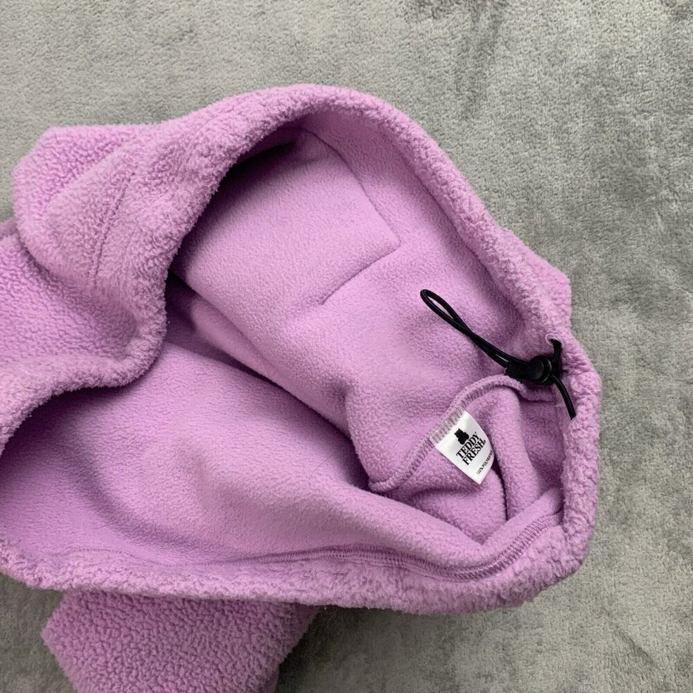 Teddy Fresh Hoodie Womens XS Pink Caterpillar Polar Fleece Pullover Sweatshirt - Picture 9 of 11